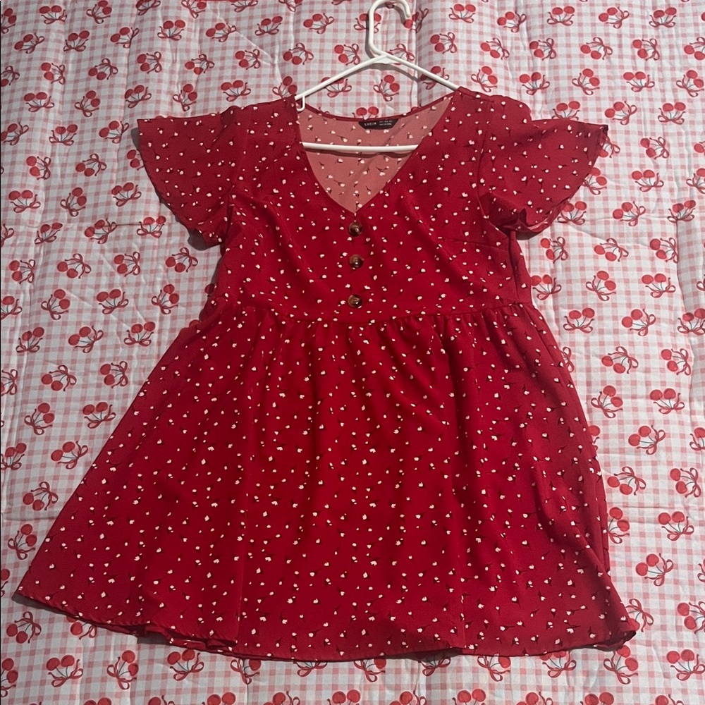 SHEIN Red Flower Print Dress